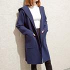 Pompom Lettering Back Hooded Cardigan