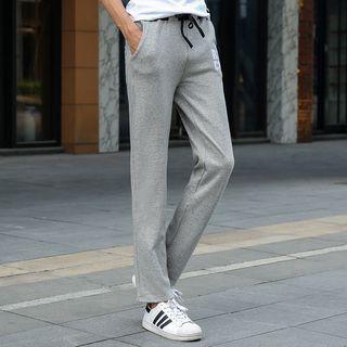 Letter Applique Drawstring Sweatpants