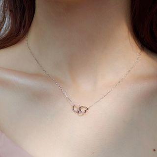 925 Sterling Silver Heart & Ring Pendant Necklace As Shown In Figure - One Size