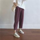 Plain Cropped Straight-fit Pants