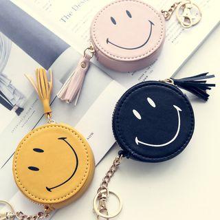 Tasseled Smiley Face Print Coin Purse