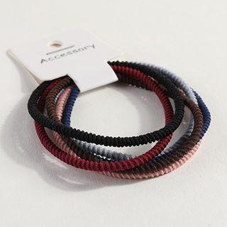 Set Of 6: Hair Tie 1 - Set Of 6 - Red & Black & Dark Blue & Light Blue & Pink & Brown - One Size