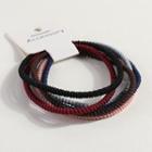 Set Of 6: Hair Tie 1 - Set Of 6 - Red & Black & Dark Blue & Light Blue & Pink & Brown - One Size