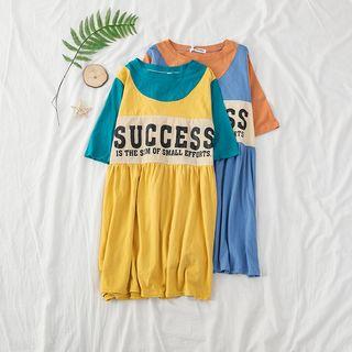 Letter Print Two Tone Mock Two Piece Top
