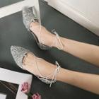 Lace-up Sequined Flat Sandals