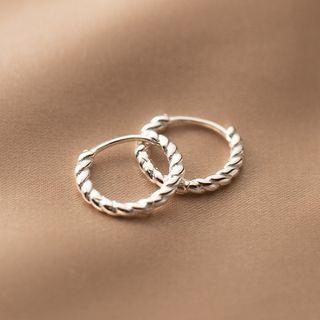 Sterling Silver Braided Mini Hoop Earring 1 Pair - S925 Silver - Silver - One Size