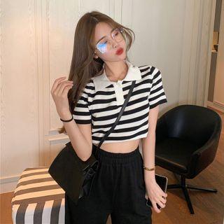 Striped Short-sleeve Polo Shirt / Sweatpants