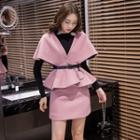 Set: Long-sleeve Top + Vest + Fitted Skirt