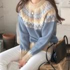 Nordic Patterned Sweater Blue - One Size