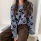 Floral Print Sweater Blue - One Size