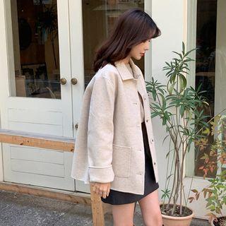 Pocket-detail Wool Blend Herringbone Jacket