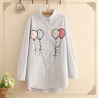 Balloon Embroidered Pinstripe Long-sleeve Shirt