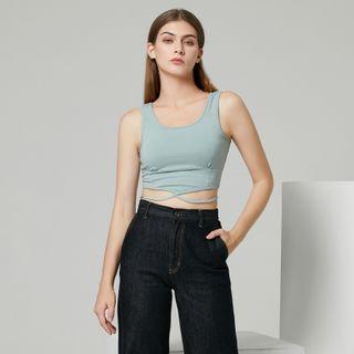 Eco-friendly Cotton Plain Lace-up Crop Tank Top