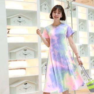 Dyed Midi Flare Dress