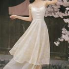 Set: Spaghetti Strap Midi A-line Dress + Chiffon Jacket