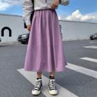 Plain Midi Skirt Purple - One Size