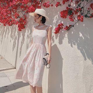 Tie-shoulder Lace Dress
