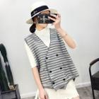 Striped Double Breasted Knit Vest