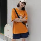 Short-sleeve Print T-shirt Orange - One Size