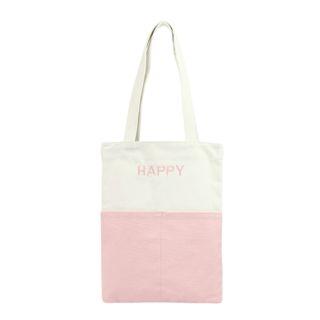Letter Embroidered Color Block Tote Bag