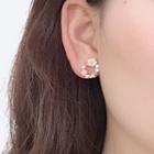 Rhinestone Hoop Earring Stud Earring - 1340 - 1 Pair - Multicolor - One Size