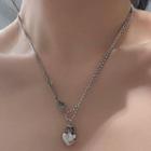 Stainless Steel Heart & Smiley Pendant Necklace As Shown In Figure - One Size