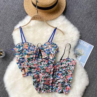 Floral Ruched Suspender Top