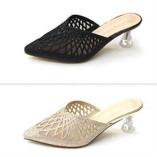 Rhinestone Mesh Mules