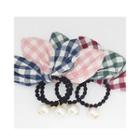 Inset-wire Check Bow Hair Tie