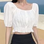 Short-sleeve Square Neck Cropped Top