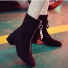 Block-heel Letter Strap Short Boots