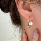 Faux Pearl Alloy Earring Type A - 1 Pair - Gold - One Size