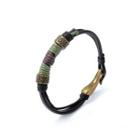 Simple Personality Plated Gold Geometric Leather Bracelet Golden - One Size