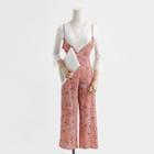 Set: 3/4-sleeve Top + Floral Jumpsuit