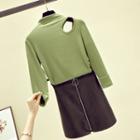 Mock-turtleneck Cut-out Long-sleeve T-shirt