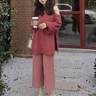 Cold-shoulder Sweater / Cropped Wide-leg Pants