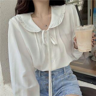 Tie-neck Peter Pan Collar Blouse Off-white - One Size