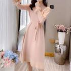 Flared-cuff Ribbed Midi Sweater Dress