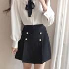 Faux-pearl Pleated Miniskirt