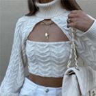 Knit Long-sleeve Shrug Top Shrug Top - White - One Size