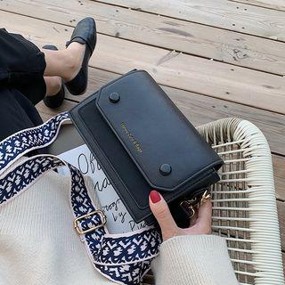 Printed Strap Faux Leather Box Crossbody Bag