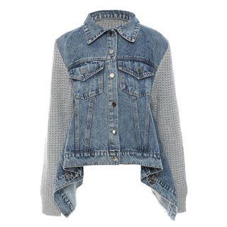 Knit Panel Loose-fit Button Denim Jacket