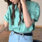 Short-sleeve Shirt Mint Green - One Size