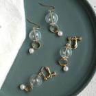 Faux Pearl Glass Ball Dangle Earring E996 - 1 Pair Hook Earring - One Size