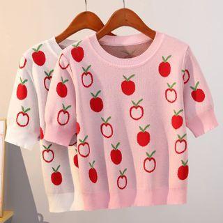 Short-sleeve Fruit Print Knit Top