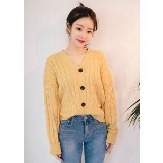 Colored Cable Knit Cardigan