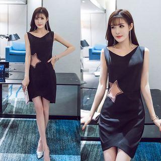 Star Mesh Applique Sleeveless Dress
