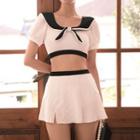 Puff-sleeve Tie-neck Bikini