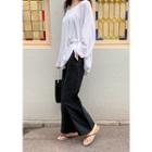 Drawcord-waist Wide Pants Black - One Size
