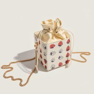 Strawberry Print Drawstring Crossbody Bag
